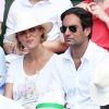 Sylvie Tellier et son compagnon Laurent à la finale homme des Internationaux de France de tennis de Roland Garros à Paris le 8 juin 2014.