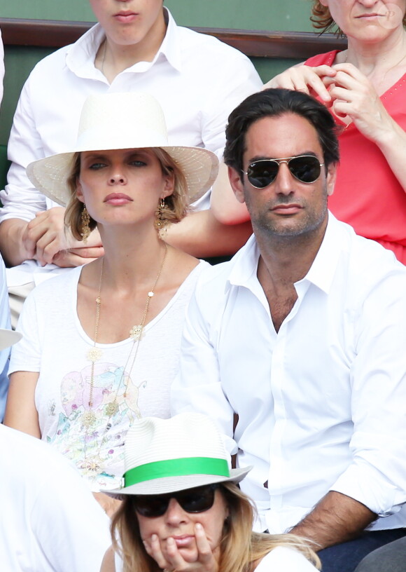 Sylvie Tellier et son compagnon Laurent à la finale homme des Internationaux de France de tennis de Roland Garros à Paris le 8 juin 2014.