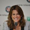 Amélie Mauresmo lors d'une conférence de presse à Roland-Garros où elle revient sur sa collaboration avec Andy Murray, le 8 juin 2014 à Paris