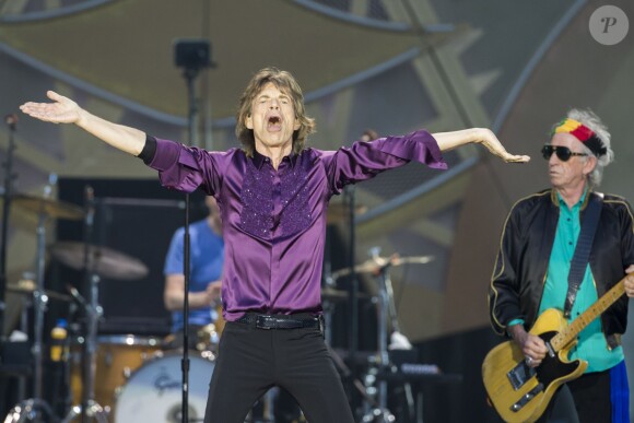 Keith Richards et Mick Jagger au concert des Rolling Stones au Stade de France à Paris, le 13 juin 2014.