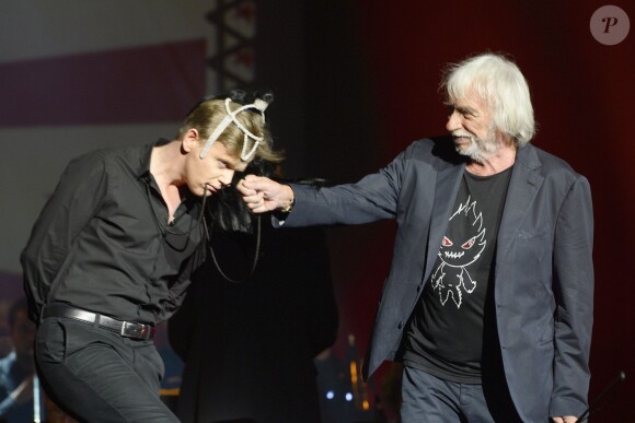 Alex Lutz et Pierre Richard - Pierre Richard fête ses 80 ans à l'Olympia à Paris, le 13 juin 2014.