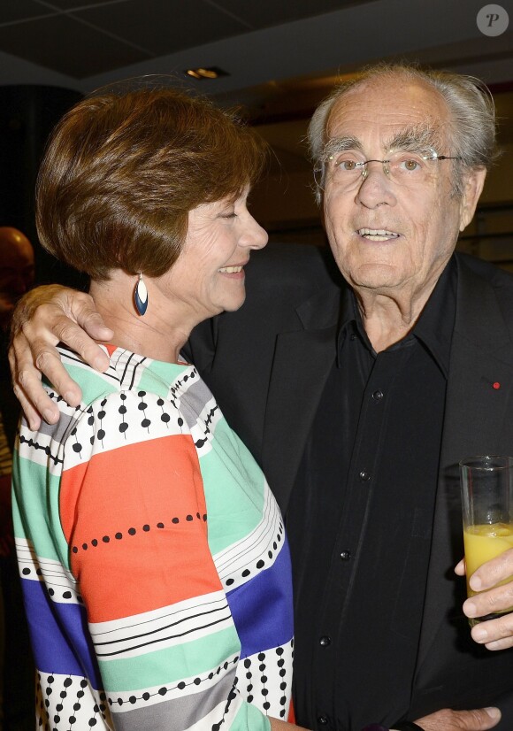 Macha Méril et son fiancé Michel Legrand - Pierre Richard fête ses 80 ans à l'Olympia à Paris, le 13 juin 2014.