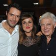 Exclusif - Guy Bedos entouré de ses enfants Nicolas et Victoria - Aftershow du spectacle de Guy Bedos "La der des der" a l'Olympia a Paris, en décembre 2013
