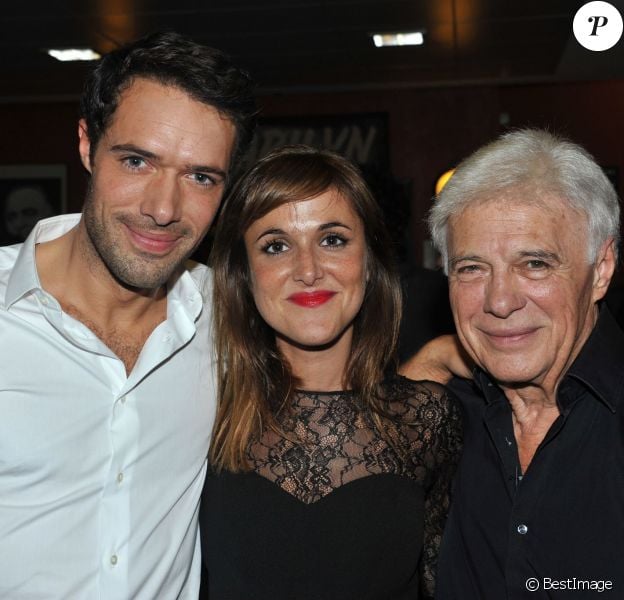 Exclusif - Guy Bedos entouré de ses enfants Nicolas et Victoria - Aftershow du spectacle de Guy Bedos "La der des der" a l'Olympia a Paris, en décembre 2013
