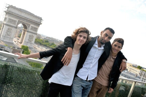 Exclusif - Thomas Solivéres, La Fouine et Samy Seghir sur la terrasse du Publicis lors du 3e Festival des Champs-Elysées. Paris, le 13 juin 2014.