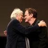 Bertrand Tavernier et Quentin Tarantino à Lyon le 18 octobre 2013 lors de la remise du Prix Lumière 2013 à Quentin Tarantino