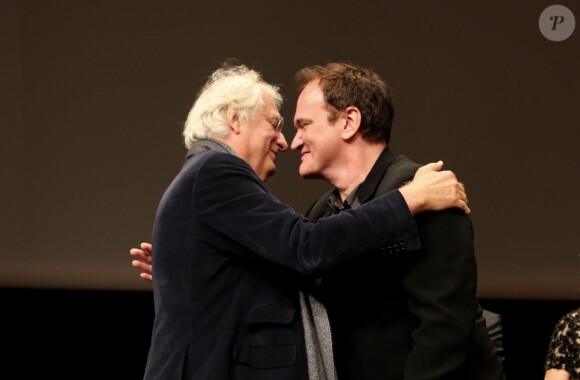 Bertrand Tavernier et Quentin Tarantino à Lyon le 18 octobre 2013 lors de la remise du Prix Lumière 2013 à Quentin Tarantino