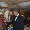 Desmond Tutu, le prince Charles de Bourbon des deux Siciles lors d'une réception en l'honneur de Desmond Tutu au siège de l'automobile club de Monaco le 5 juin 2014