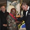 Desmond Tutu a reçu des mains du prince Charles de Bourbon des deux Siciles l'insigne de Chevalier de Grand-Croix de l'Ordre Royal de François Ier et la Médaille d'Or au mérite de l'Ordre Sacré et Militaire Constantinien de Saint Georges lors d'une réception en l'honneur de Desmond Tutu au siège de l'automobile club de Monaco le 5 juin 2014