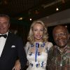 Le prince Charles et la princesse Camilla de Bourbon des deux Siciles, Desmond Tutu lors d'une réception en l'honneur de Desmond Tutu au siège de l'automobile club de Monaco le 5 juin 2014