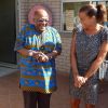 La princesse Stéphanie de Monaco rencontre l'archevêque sud-africain Desmond Tutu lors de sa visite à Cape Town en décembre 2012. La princesse Stéphanie de Monaco a fait ce déplacement dans le cadre de sa mission de représentante spéciale de l'ONUSIDA.