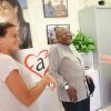 Exclusif - La princesse Stéphanie de Monaco reçoit la visite de l'archevêque sud-africain Desmond Tutu au siège de l'association Fight Aids Monaco à Monaco, le 6 juin 2014. Pendant cette visite de l'association de la princesse Stéphanie de Monaco, Desmond Tutu a rencontré certains membres de Fight Aids Monaco.