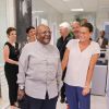 Exclusif - La princesse Stéphanie de Monaco reçoit le très sympathique archevêque sud-africain Desmond Tutu au siège de l'association Fight Aids Monaco à Monaco, le 6 juin 2014. Pendant cette visite de l'association de la princesse Stéphanie de Monaco, Desmond Tutu a rencontré certains membres de Fight Aids Monaco. Exclusive