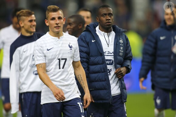 Lucas Digne, Blaise Matuidi lors du match amical France - Norvège au stade de France à Saint-Denis le 27 mai 2014