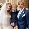 Massimo Ambrosini lors de son mariage religieux avec Paola Angelini, avec leur fils Federico, en l'église Santa Maria Del Carmine, le 21 juin 2014