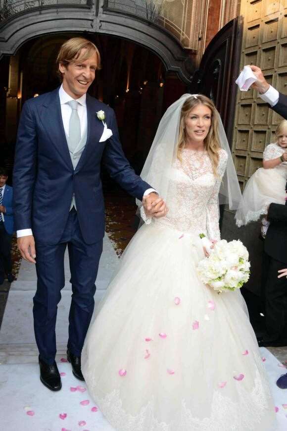 Massimo Ambrosini lors de son mariage religieux avec Paola Angelini, en l'église Santa Maria Del Carmine, le 21 juin 2014