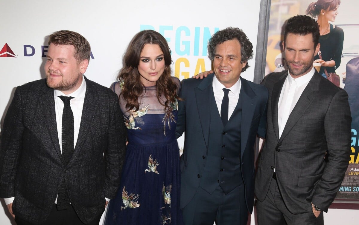 Photo James Corden Keira Knightley Mark Ruffalo Adam Levine Première Du Film New York 