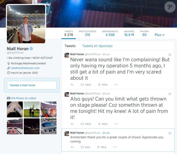 Niall Horan a demandé à ses fans un peu plus de respect, le 25 juin 2014.