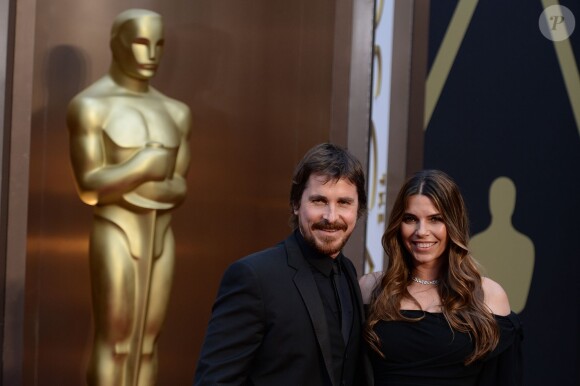 Christian Bale et Sandra Blazic à Hollywood, Los Angeles, le 2 mars 2014.