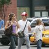 Robert Downey Jr. et son fils Indio, avec son ex-femme Deborah Falconer à New York, le 18 juin 2005.