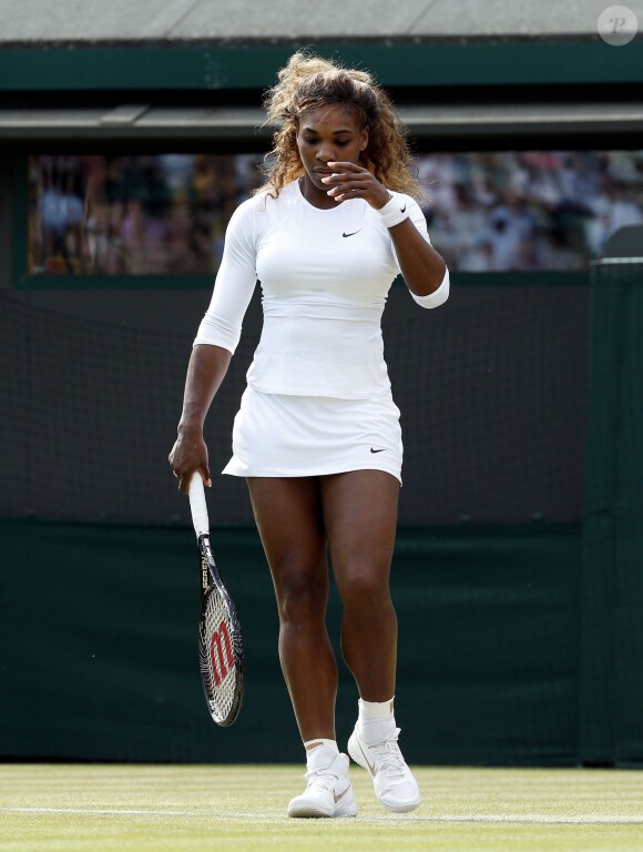 Serena Williams, perdue sur le court de Wimbledon, le 1er juillet 2014, alors qu'elle disputait le double avec sa soeur Venus