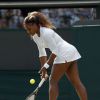 Serena Williams totalement désorientée et en perdition alors qu'elle disputait le double avec sa soeur Venus à Wimbledon, le 1er juillet 2014
