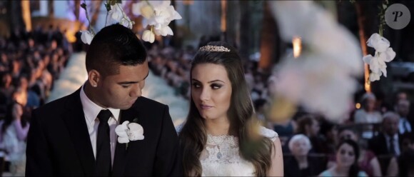 Capture d'écran du film réalisé sur le mariage du footballeur Casemiro (Real Madrid) et de Anna Mariana Ortega le 30 juin 2014 à Itatiba au Brésil. 