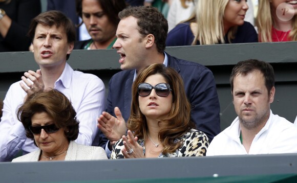 Mirka Federer lors de la finale de son époux Roger Federer opposé à Novak Djokovic, le 6 juillet 2014 au All England Lawn Tennis and Croquet Club de Wimbledon