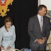 Le roi Felipe VI et Letizia d'Espagne sont reçus par le président portugais Anibal Cavaco Silva et sa femme Maria Cavaco Silva au palais de Belem à Lisbonne, le 7 juillet 2014, lors de leur visite officielle au Portugal.