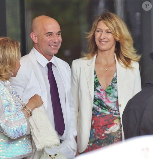 Exclusif - Andre Agassi et Steffi Graf se rendent à un dîner à l'occasion du mariage de Carlo Ancelotti à Vancouver le 5 juillet 2014