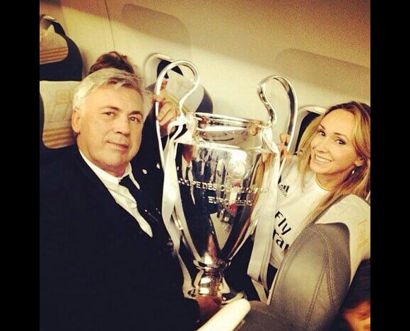 Carlo Ancelotti avec sa future femme Mariann après la victoire en Ligue des Champions le 24 mai 2014.