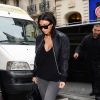 Kim Kardashian se rend au showroom Balmain, au 44 rue François 1er. Paris, le 9 juillet 2014.
