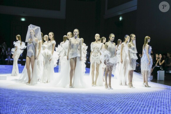 Défilé de mode, collection Haute Couture automne-hiver 2014/2015 "Lan Yu" au Grand Palais à Paris. Le 9 juillet 2014.