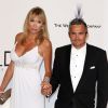 Richard Virenque et sa ravissante compagne Marie-Laure, enceinte de leur premier enfant, lors du dîner de l'amfAR en marge du Festival de Cannes, le 22 mai 2014 à l'Eden Roc au Cap d'Antibes.