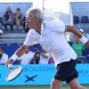 Björn Borg et Fabrice Santoro lors de la 4ème édition du Classic Tennis Tour à Saint-Tropez, le 12 juillet 2014.