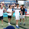 Björn Borg, Fabrice Santoro, Michaël Llodra et Henri Leconte lors de la 4ème édition du Classic Tennis Tour à Saint-Tropez, le 12 juillet 2014.
