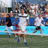 Henri Leconte, Michaël Llodra et Björn Borg lors de la 4ème édition du Classic Tennis Tour à Saint-Tropez, le 12 juillet 2014.