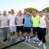 Christian Bîmes, Cédric Pioline, David Ginola, Michel Boujenah, Henri Leconte, Mansour Barhami et Nagui lors de la 4ème édition du Classic Tennis Tour à Saint-Tropez, le 12 juillet 2014.