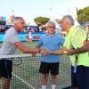 David Ginola, Michel Boujenah et Mansour Barhami lors de la 4ème édition du Classic Tennis Tour à Saint-Tropez, le 12 juillet 2014.