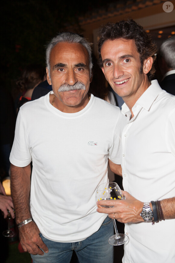Mansour Bahrami et Alexandre Bombard lors de la soirée d'ouverture de la 4ème édition du Classic Tennis Tour à Saint-Tropez, le 11 juillet 2014.