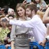La reine Letizia d'Espagne lance les cours d'été de l'école internationale de musique de la fondation du prince des Asturies au conservatoire supérieur de musique Eduardo Martínez Torner à Oviedo, le 18 juillet 2014.
