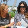 Eva Longoria déjeune avec des amis dont Bertin Osborne et Fabiola Martinez dans un restaurant à Marbella, le 18 juillet 2014. 