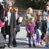 Mimi O'Donnell et ses enfants Cooper, Tallulah et Willa dans les rues de West Village à New York le 7 mai 2014