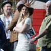 Amber Heard - Amber Heard rend visite à son fiancé Johnny Depp sur le tournage de "Black Mass" à Lynn dans le Massachusetts le 21 juillet 2014. Amber Heard était accompagnée de sa soeur Whitney.