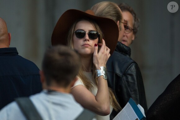 Amber Heard sur le tournage de Black Mass près de Boston, le 21 juillet 2014.