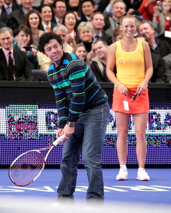 Caro Wozniacki et Rory McIlroy au BNP Paribas Showdown au Madison Square Garden de New York le 5 mars 2012