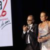 Marc Toesca, la princesse Stéphanie de Monaco lors du gala de l'association Fight Aids Monaco qui célébrait ses dix ans, au Sporting de Monte Carlo, le 25 juillet 2014