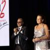 Marc Toesca, la princesse Stéphanie de Monaco lors du gala de l'association Fight Aids Monaco qui célébrait ses dix ans, au Sporting de Monte Carlo, le 25 juillet 2014