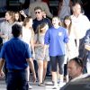 Sylvester Stallone, son épouse Jennifer Flavin et leurs filles Sistine, Sophia et Scarlet lors de leur arrivée à l'aéroport de Nice, le 25 juillet 2014