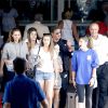 Sylvester Stallone, son épouse Jennifer Flavin et leurs filles Sistine, Sophia et Scarlet lors de leur arrivée à l'aéroport de Nice, le 25 juillet 2014
